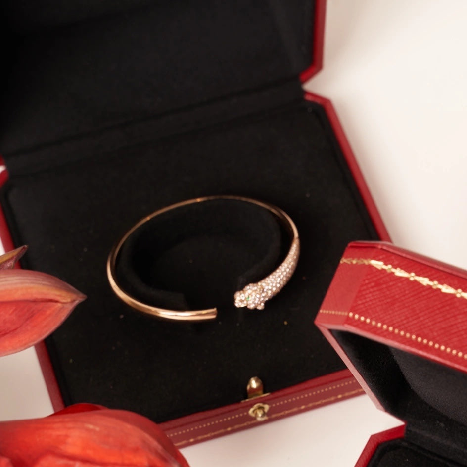 [Avelora Jewelry ]PANTHERE ROSE GOLD DIAMOND OPEN BRACELET