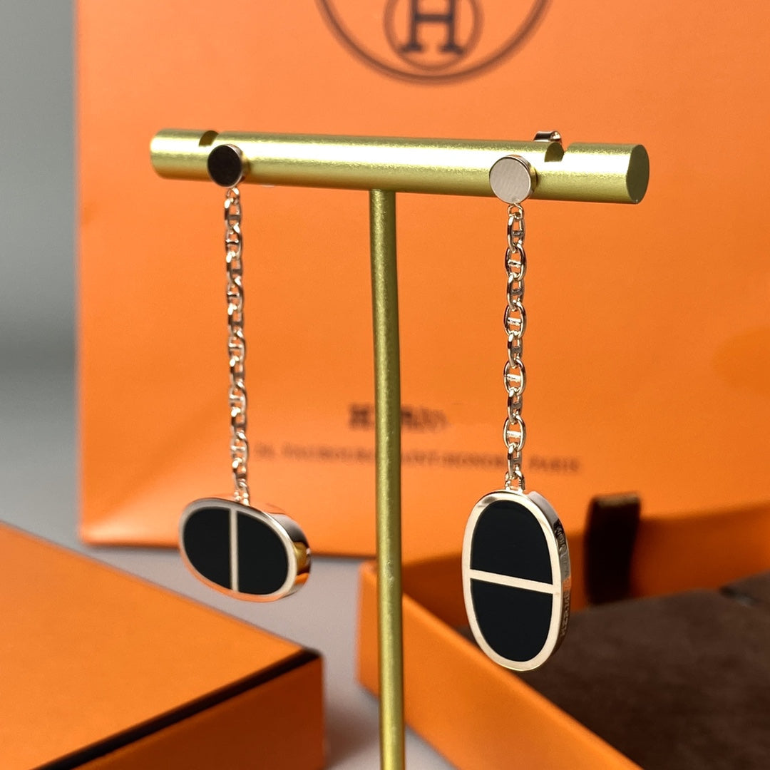 [Avelora]CHAINE VERSO BLACK CERAMIC EARRINGS