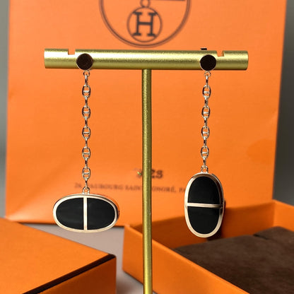 [Avelora]CHAINE VERSO BLACK CERAMIC EARRINGS