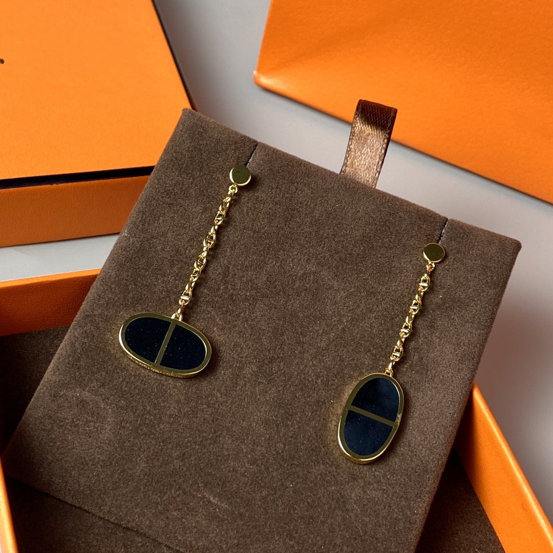 [Avelora Jewelry ]CHAINE VERSO BLACK CERAMIC EARRINGS
