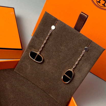 [Avelora]CHAINE VERSO BLACK CERAMIC EARRINGS