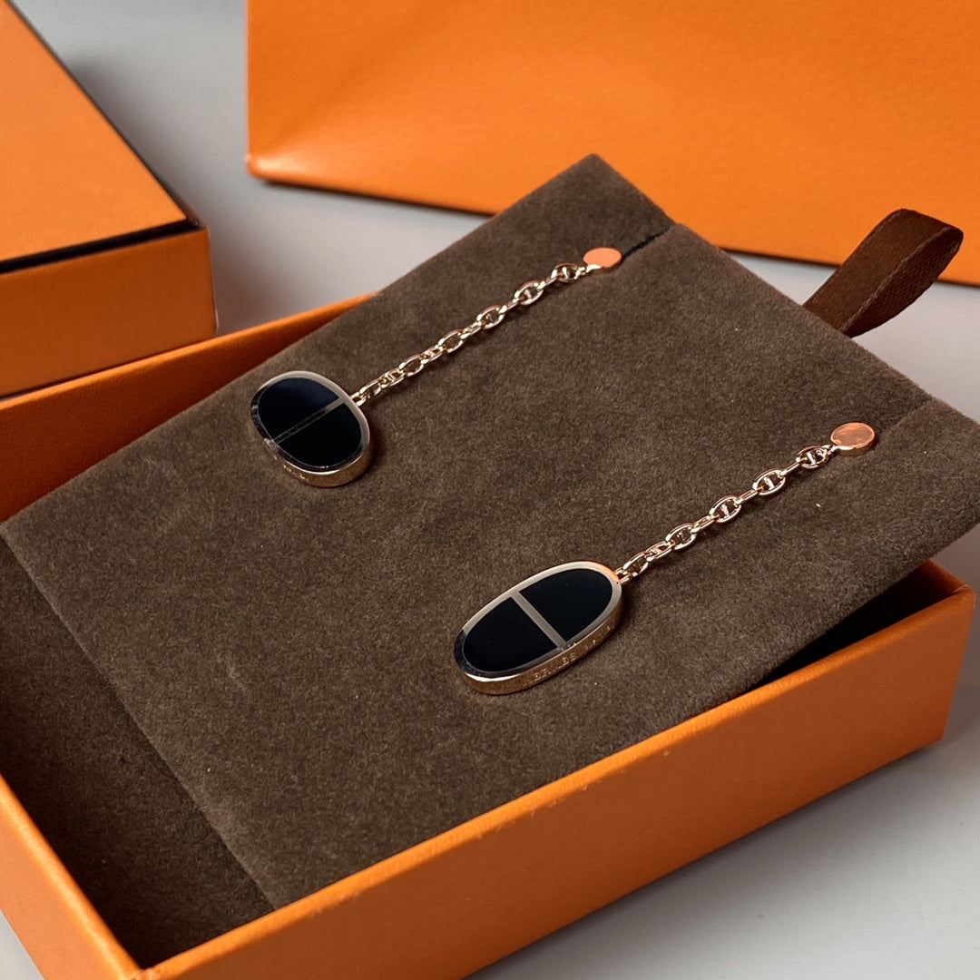 [Avelora Jewelry ]CHAINE VERSO BLACK CERAMIC EARRINGS