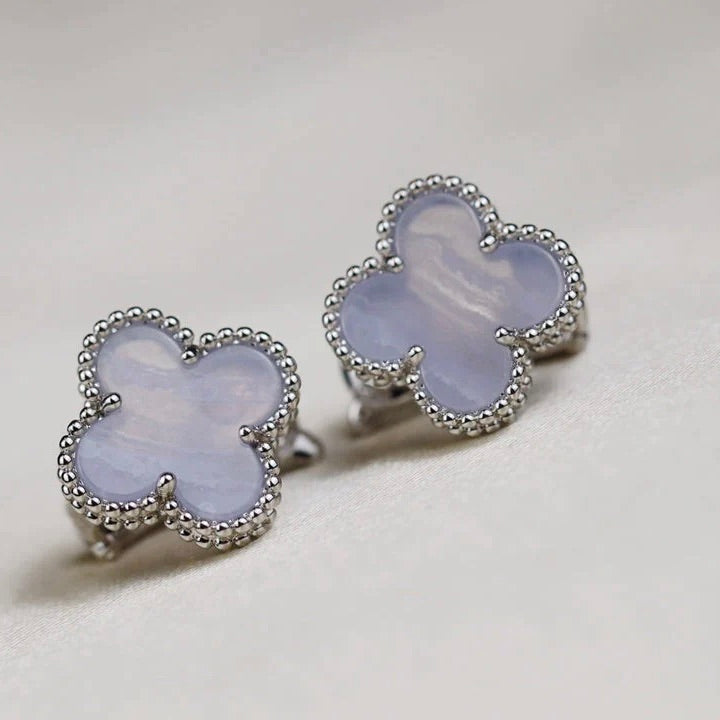 [Avelora Jewelry ]CLOVER MEDIUM 1 MOTIFS  WHITE MOP EARRINGS SILVER