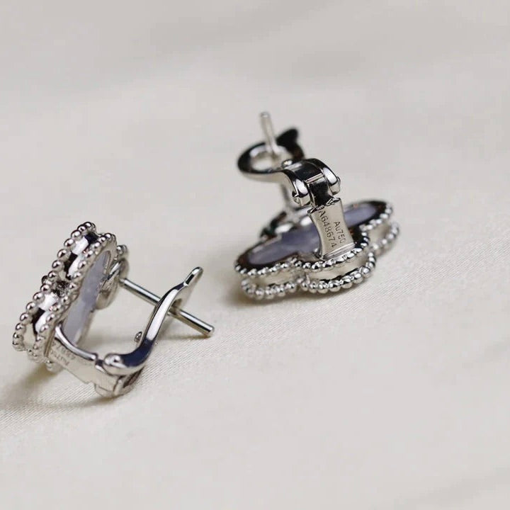 [Avelora Jewelry ]CLOVER MEDIUM 1 MOTIFS  WHITE MOP EARRINGS SILVER