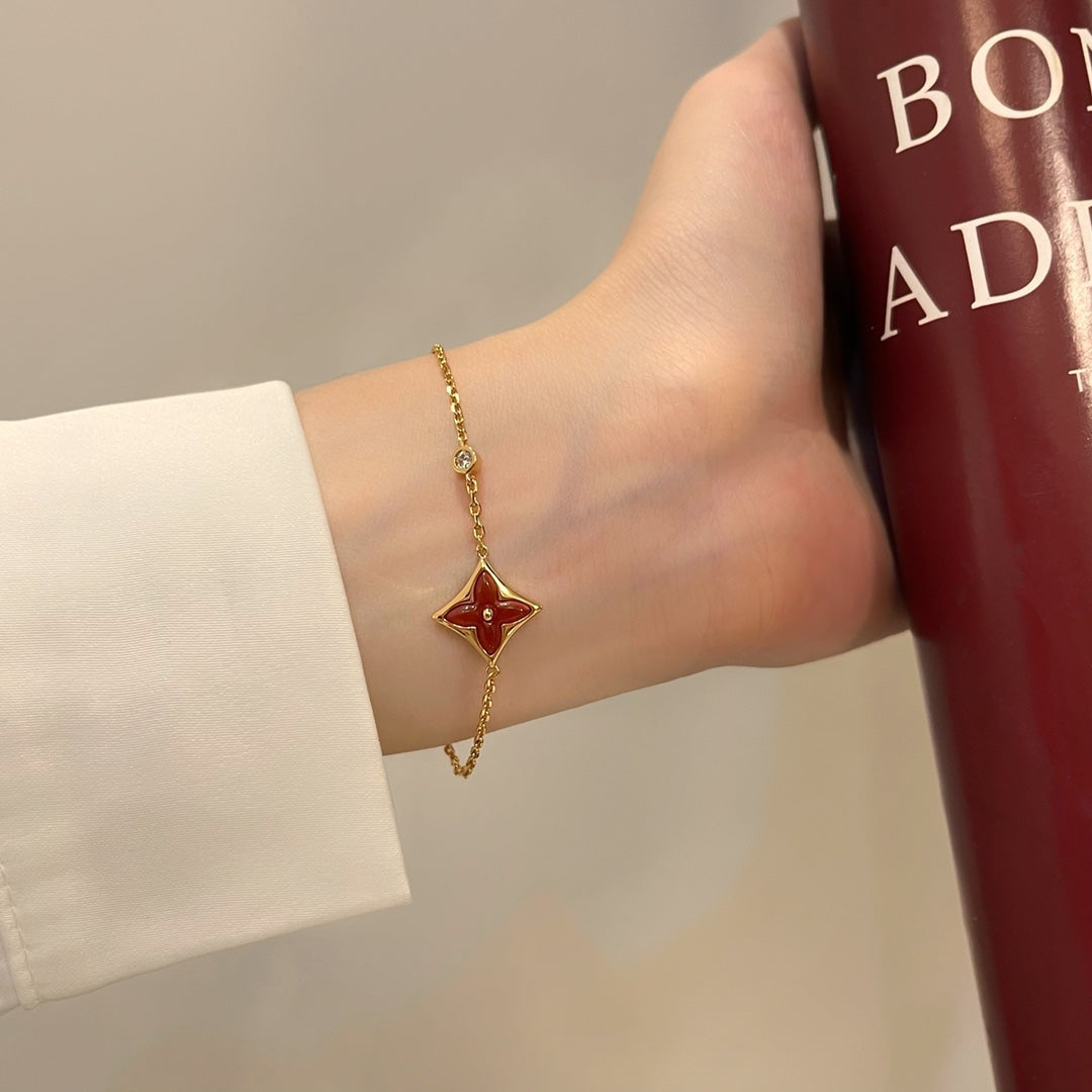 [Avelora]COLOR STAR CARNELIAN ROSE GOLD DIAMOND BRACELET
