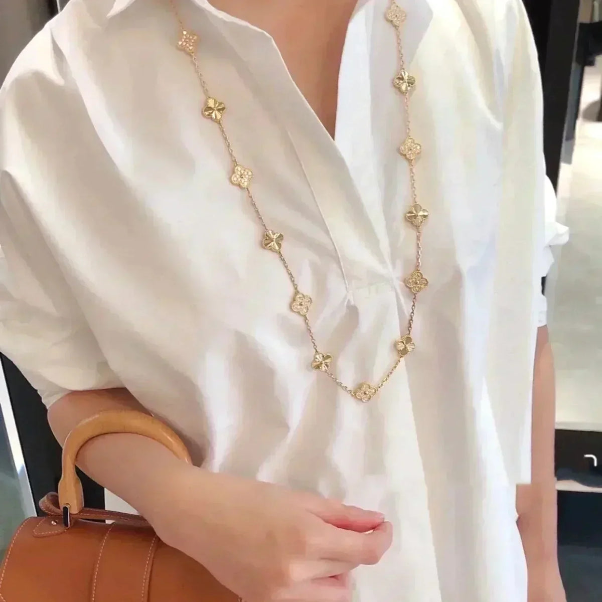 [Avelora Jewelry ]CLOVER 20 MOTIFS LASER DIAMOND NECKLACE