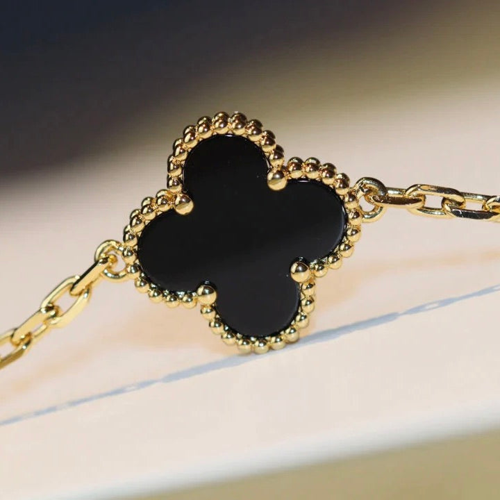 [Avelora Jewelry ]CLOVER 20 MOTIFS ONYX NECKLACE