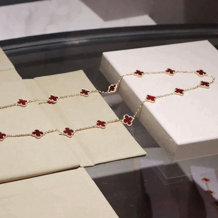 [Avelora Jewelry ]CLOVER 20 MOTIFS CARNELIAN NECKLACE
