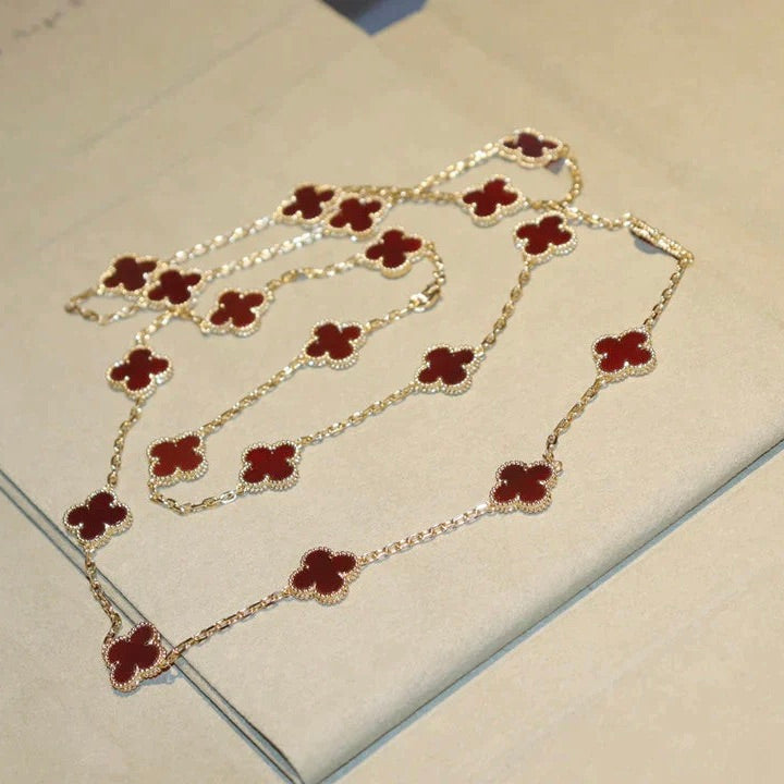 [Avelora Jewelry ]CLOVER 20 MOTIFS CARNELIAN NECKLACE