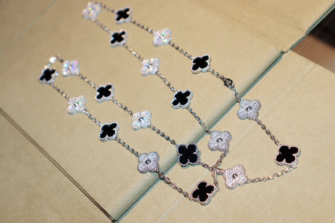 [Avelora Jewelry ]CLOVER 20 MOTIFS ONYX DIAMOND SILVER