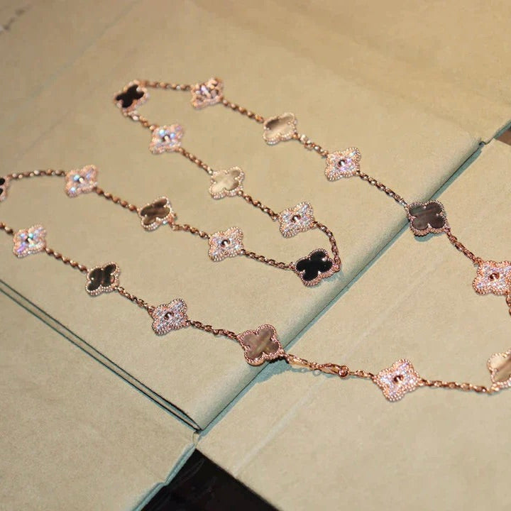[Avelora Jewelry ]CLOVER 20 MOTIFS DARK MOP DIAMOND  NECKLACE