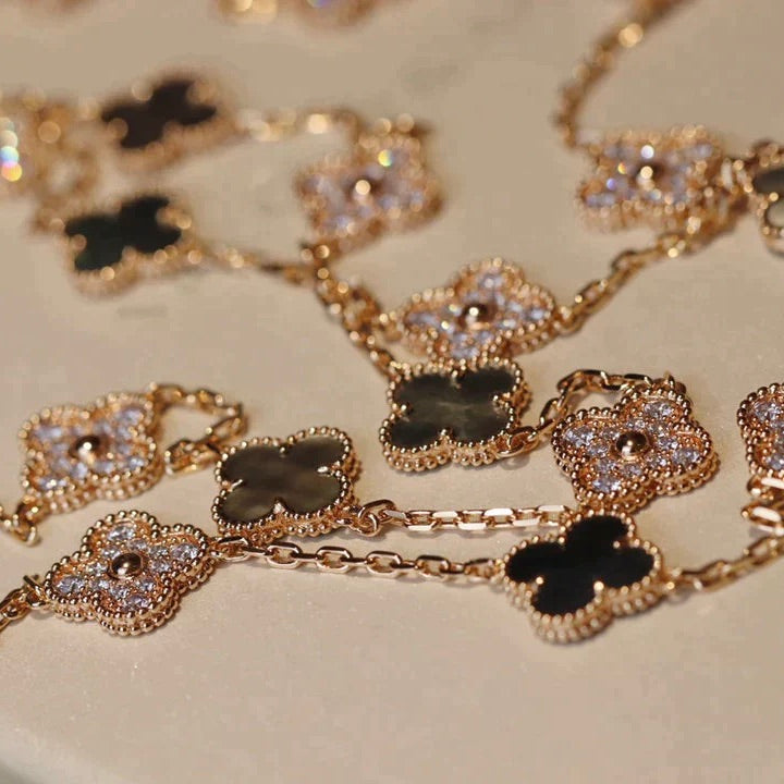 [Avelora Jewelry ]CLOVER 20 MOTIFS DARK MOP DIAMOND  NECKLACE