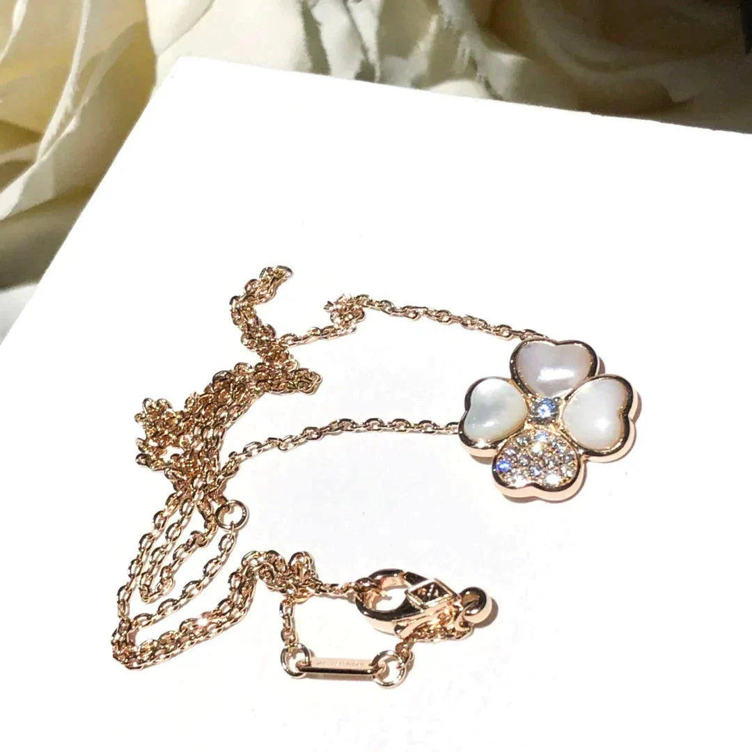 [Avelora Jewelry ]CLOVER MOP DIAMOND ROSE GOLD NECKLACE