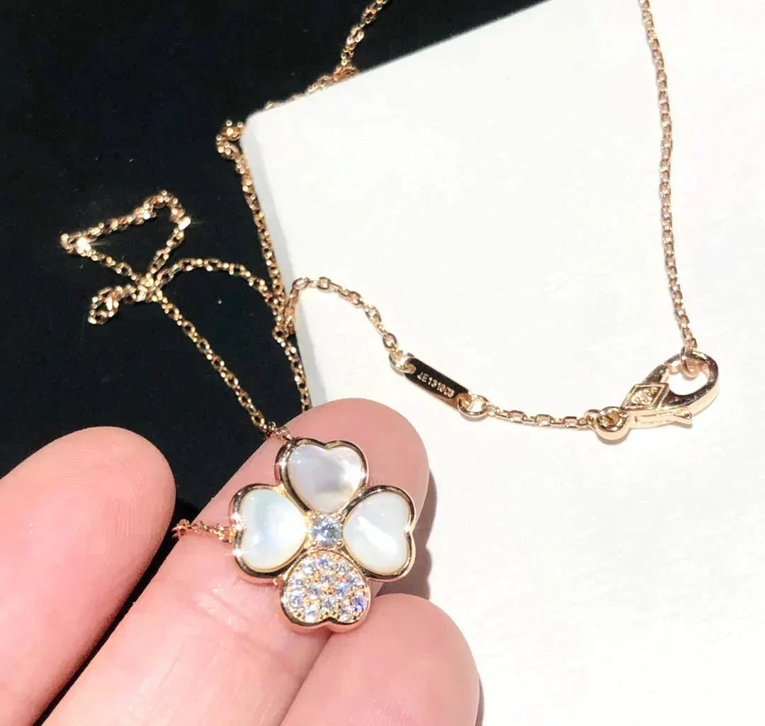 [Avelora Jewelry ]CLOVER MOP DIAMOND ROSE GOLD NECKLACE