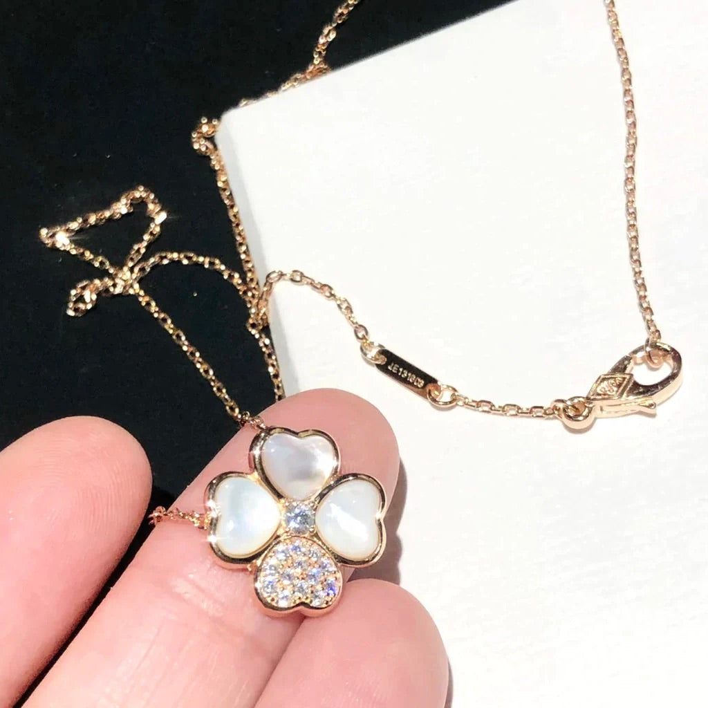 [Avelora Jewelry ]CLOVER MOP DIAMOND ROSE GOLD NECKLACE