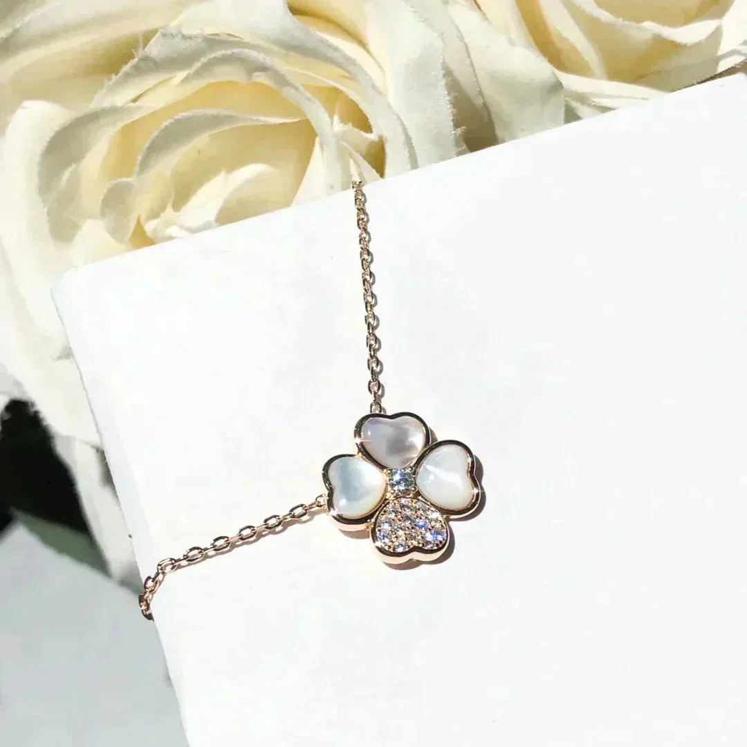 [Avelora Jewelry ]CLOVER MOP DIAMOND ROSE GOLD NECKLACE