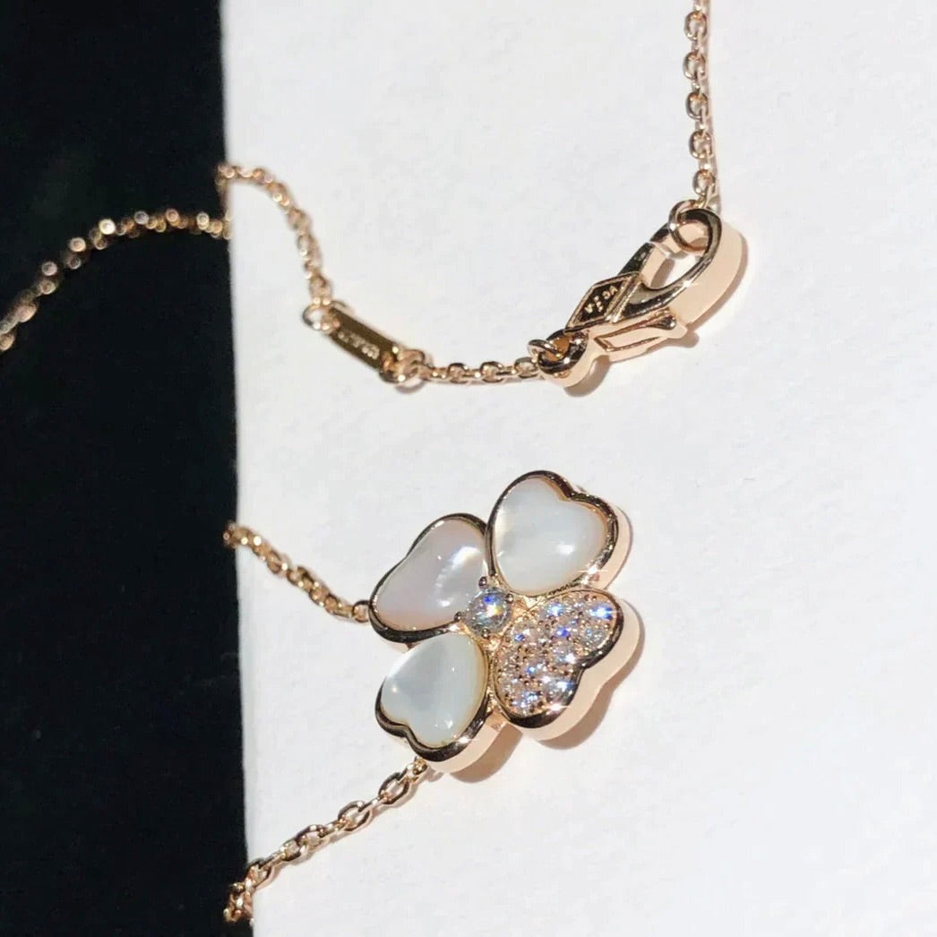 [Avelora Jewelry ]CLOVER MOP DIAMOND ROSE GOLD NECKLACE