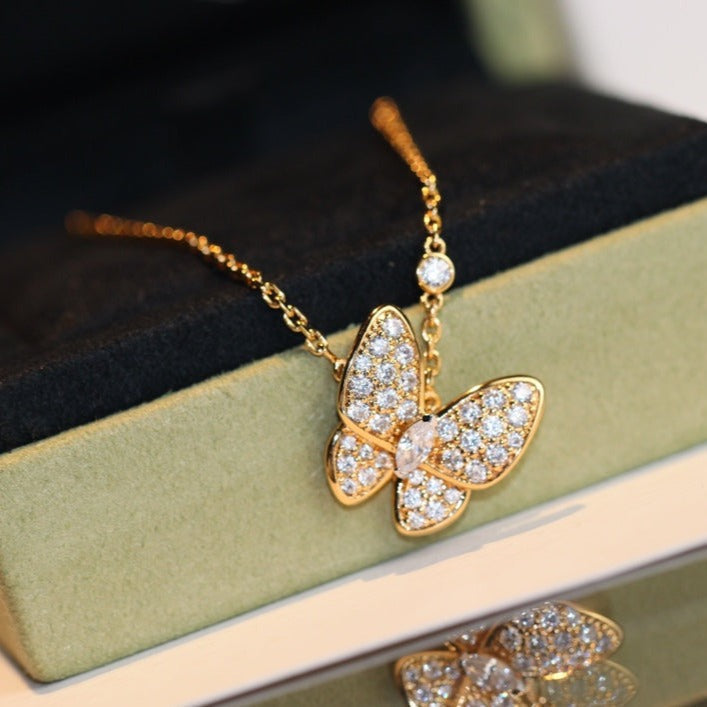 [Avelora]BUTTERFLY DIAMOND CHARM NECKLACE