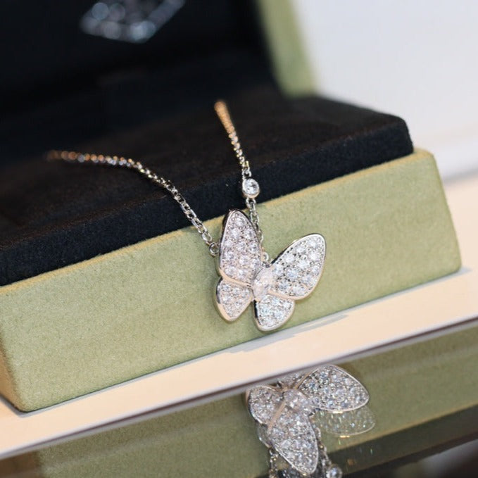 [Avelora]BUTTERFLY DIAMOND CHARM NECKLACE