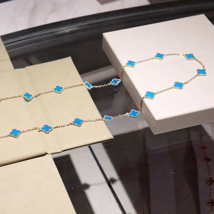 [Avelora Jewelry ]CLOVER 20 MOTIFS BLUE AGATE GOLD