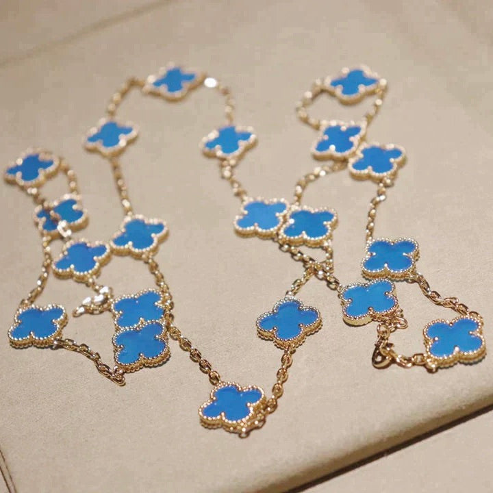 [Avelora Jewelry ]CLOVER 20 MOTIFS BLUE AGATE GOLD