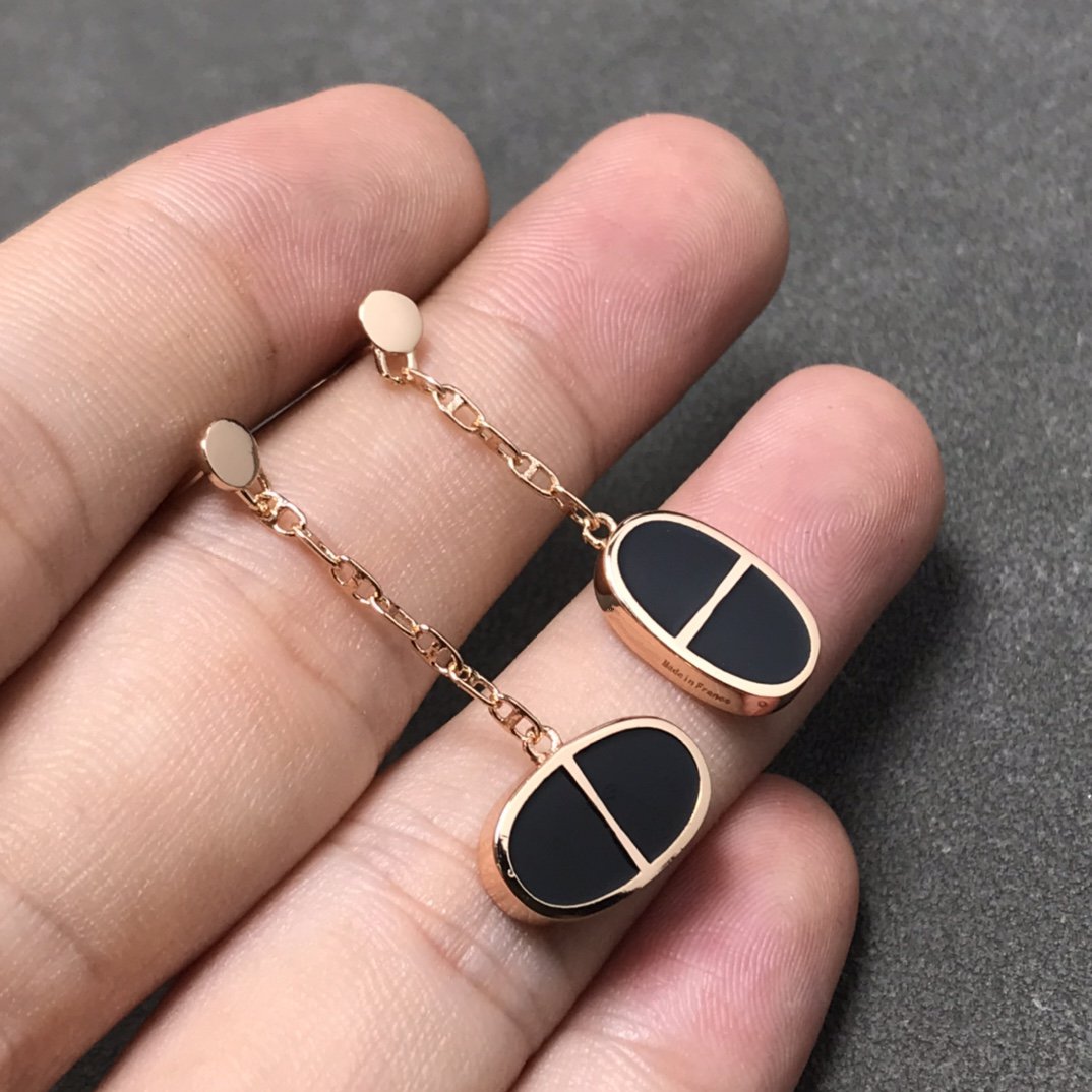 [Avelora Jewelry ]CHAINE VERSO BLACK CERAMIC SILVER EARRINGS