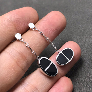 [Avelora Jewelry ]CHAINE VERSO BLACK CERAMIC SILVER EARRINGS