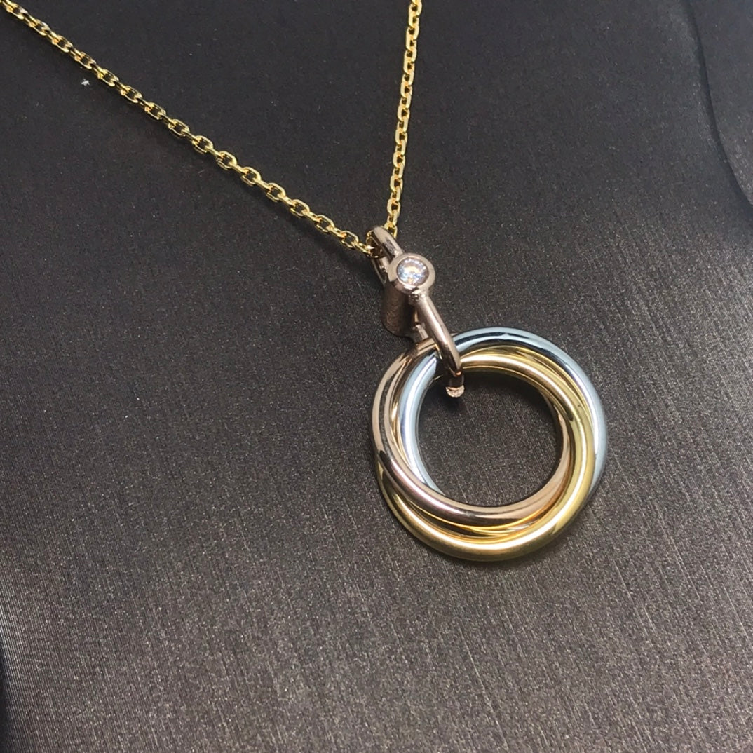 [Avelora Jewelry ]TRINITY SILVER GOLD PINK GOLD NECKLACE