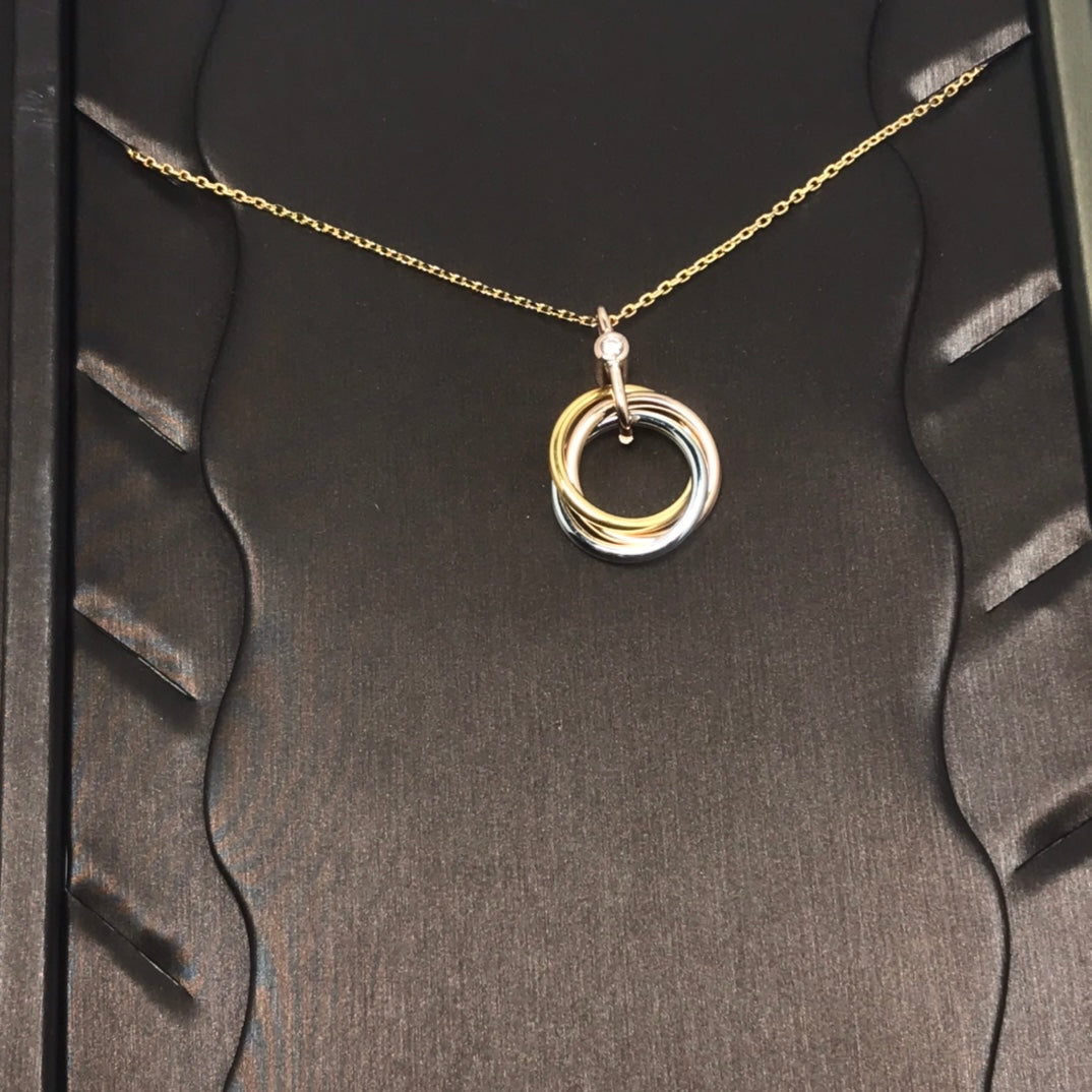 [Avelora Jewelry ]TRINITY SILVER GOLD PINK GOLD NECKLACE