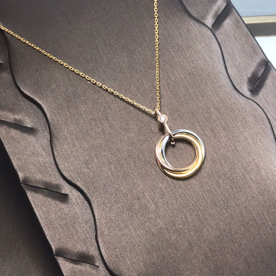 [Avelora Jewelry ]TRINITY SILVER GOLD PINK GOLD NECKLACE