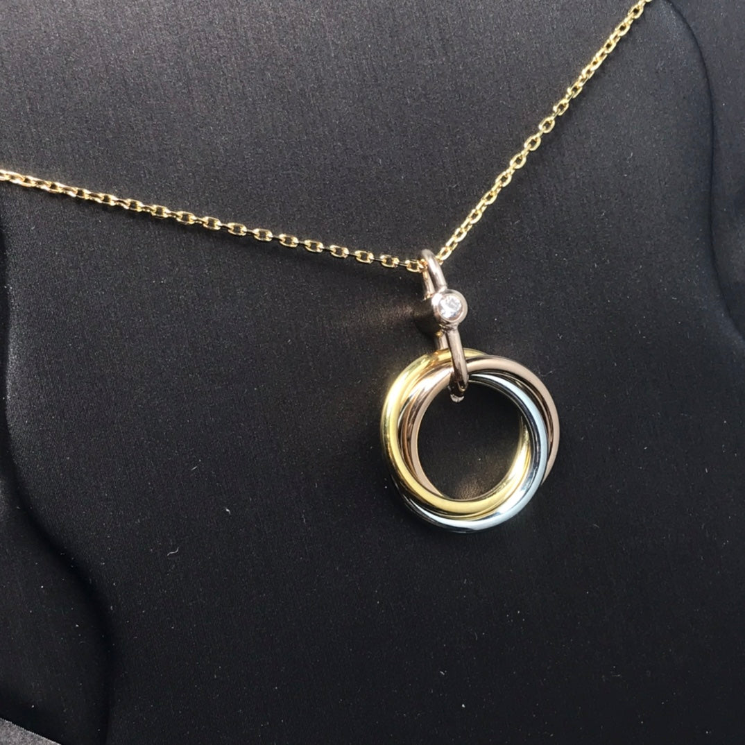 [Avelora Jewelry ]TRINITY SILVER GOLD PINK GOLD NECKLACE
