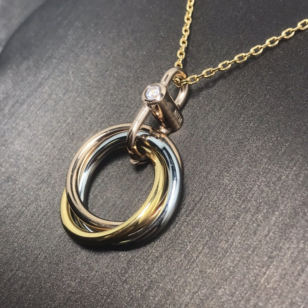 [Avelora Jewelry ]TRINITY SILVER GOLD PINK GOLD NECKLACE