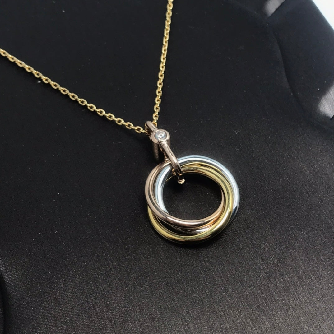 [Avelora Jewelry ]TRINITY SILVER GOLD PINK GOLD NECKLACE