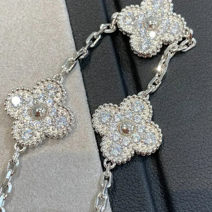[Avelora]LUCKY CLOVER 5-MOTIF BRACELET - FULL-DIAMOND