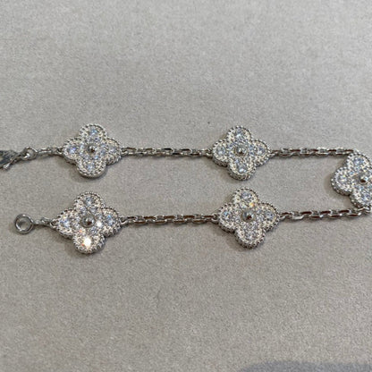 [Avelora]LUCKY CLOVER 5-MOTIF BRACELET - FULL-DIAMOND