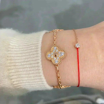 [Avelora]LUCKY CLOVER 5-MOTIF BRACELET - FULL-DIAMOND