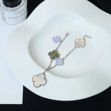 [Avelora Jewelry ]CLOVER BRACELET 5 MOTIFS MOP CHALCEDONY SILVER