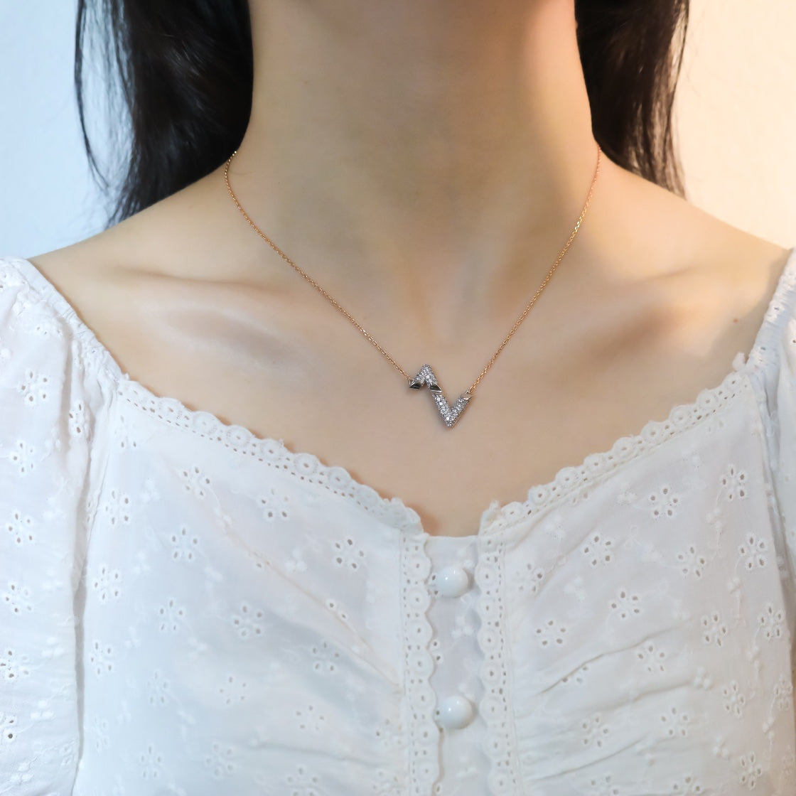 [Avelora Jewelry ]VOLT SILVER DIAMOND PEDANT NECKLACE