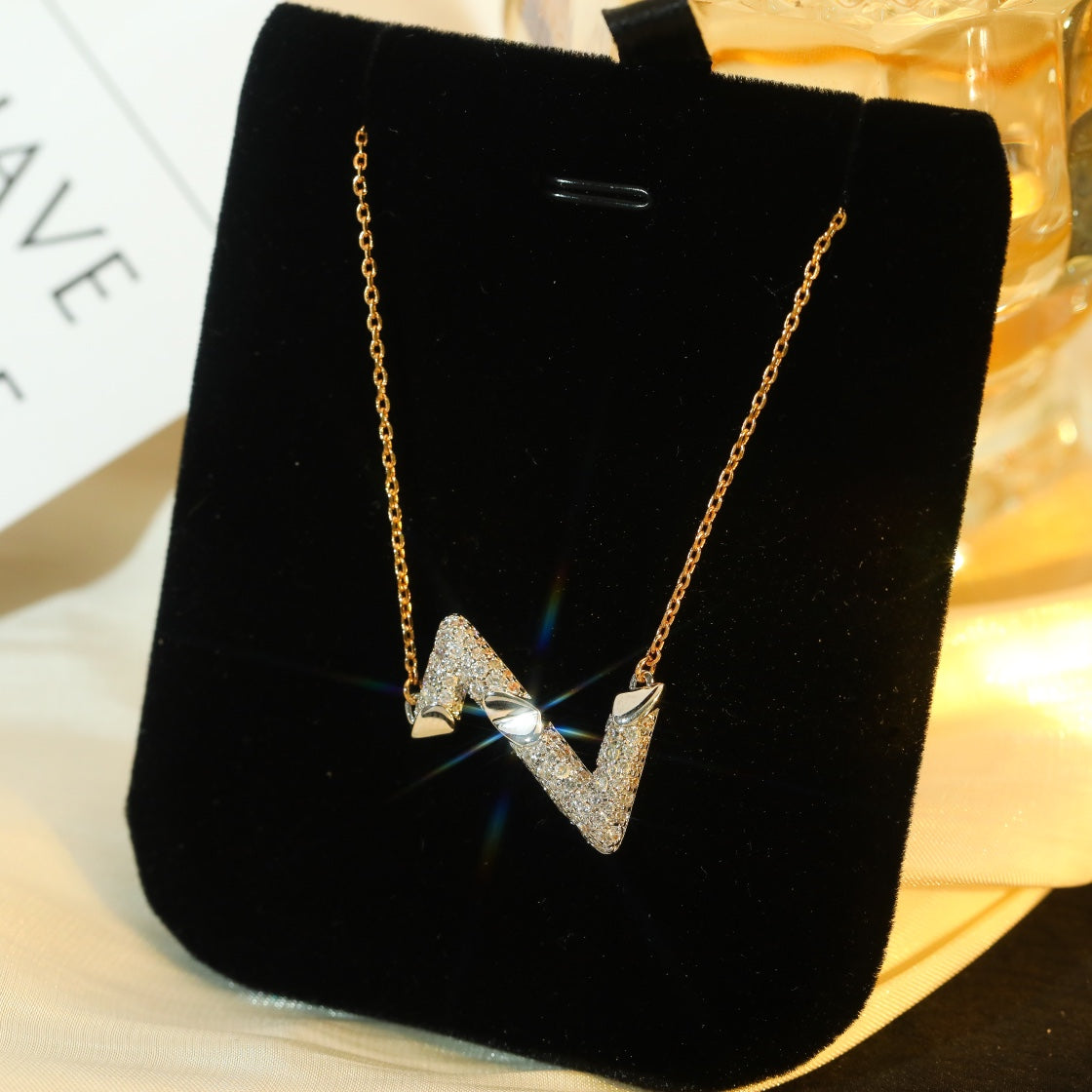 [Avelora]VOLT SILVER DIAMOND PEDANT NECKLACE