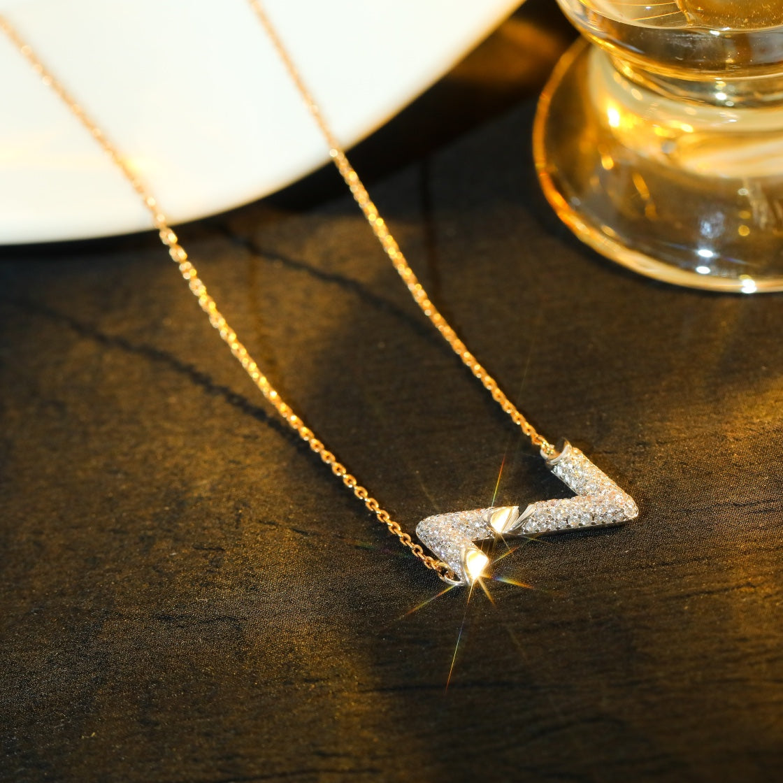 [Avelora]VOLT SILVER DIAMOND PEDANT NECKLACE