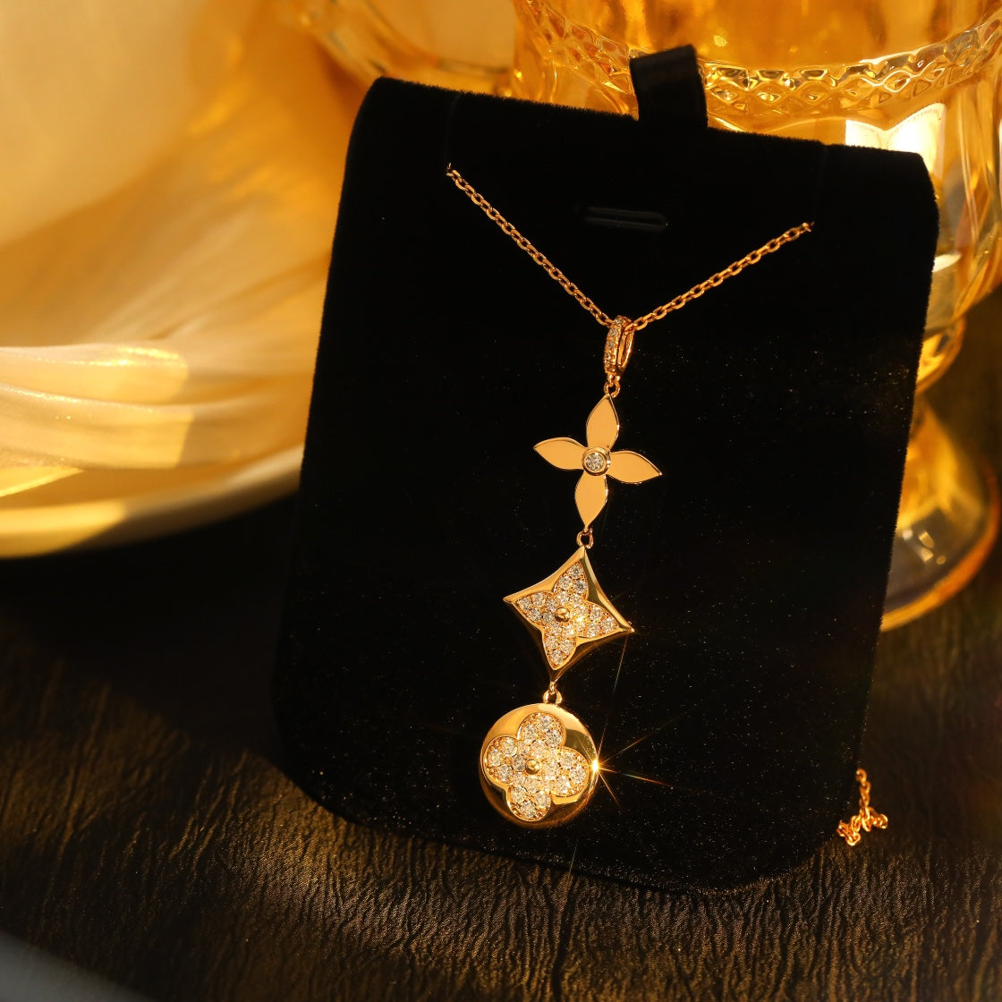 [Avelora]STAR AND SUN DIAMOND ROSE GOLD NECKLACE