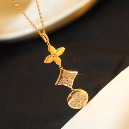 [Avelora]STAR AND SUN DIAMOND ROSE GOLD NECKLACE