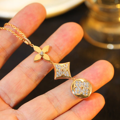 [Avelora]STAR AND SUN DIAMOND ROSE GOLD NECKLACE