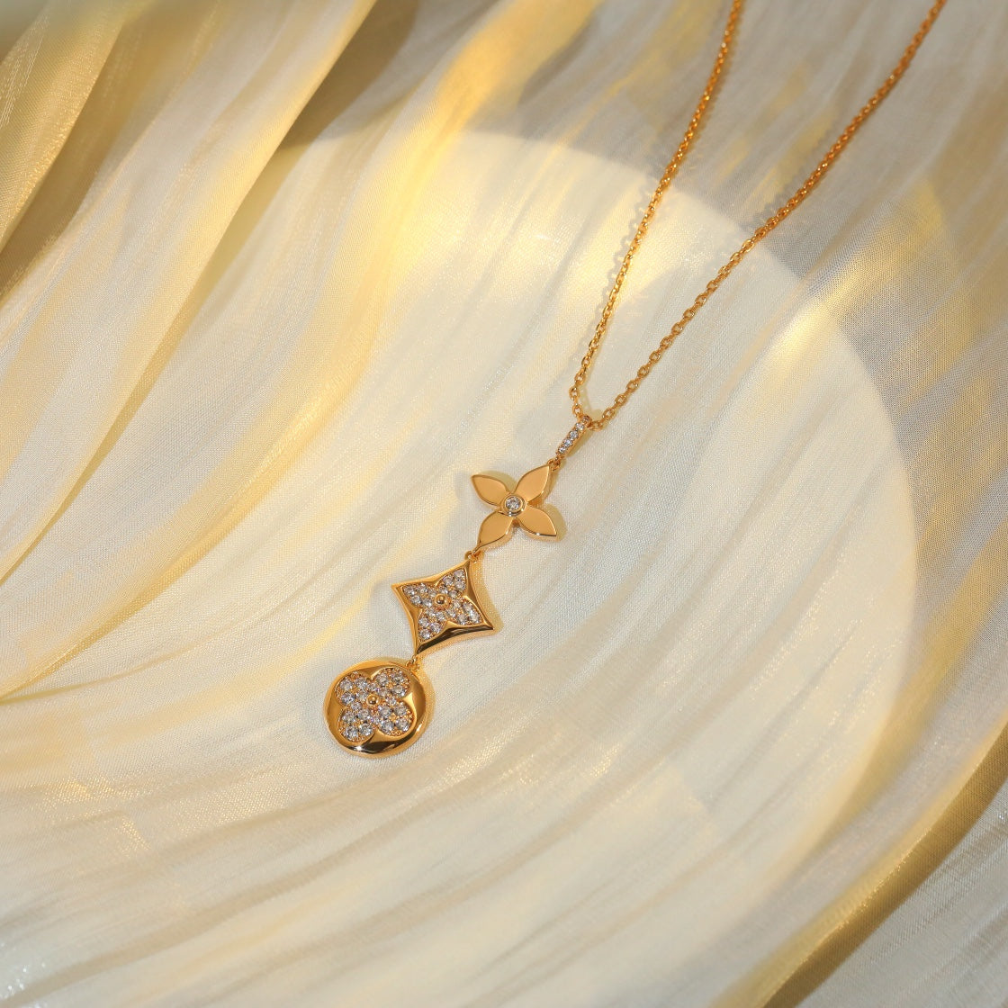 [Avelora]STAR AND SUN DIAMOND ROSE GOLD NECKLACE
