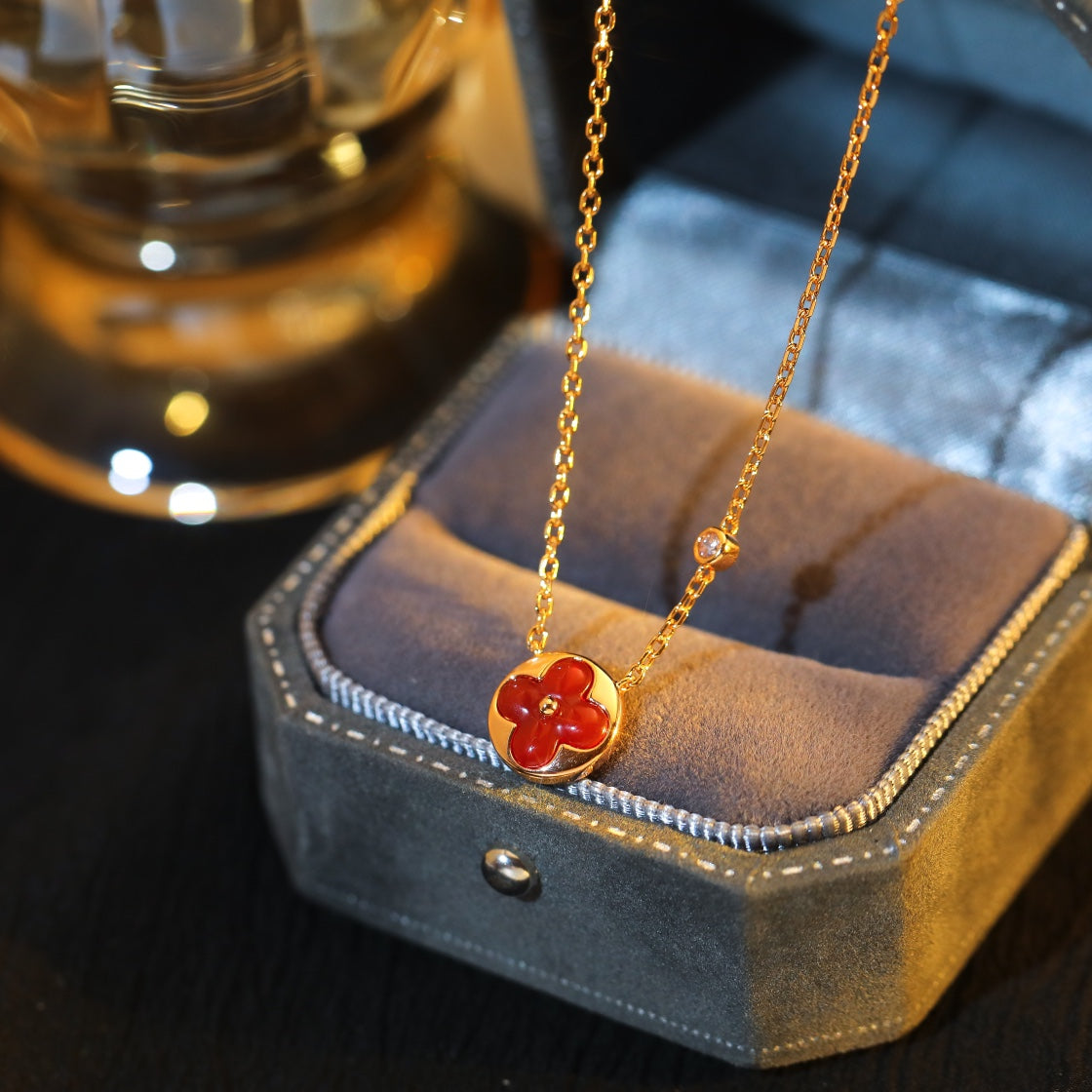[Avelora Jewelry ]SUN PEDANT PINK GOLD 1 DIAMOND NECKLACE