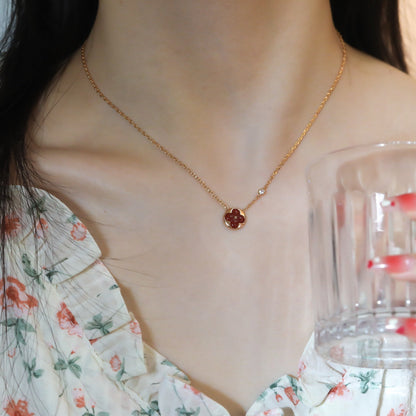 [Avelora]SUN PEDANT ROSE GOLD 1 DIAMOND NECKLACE