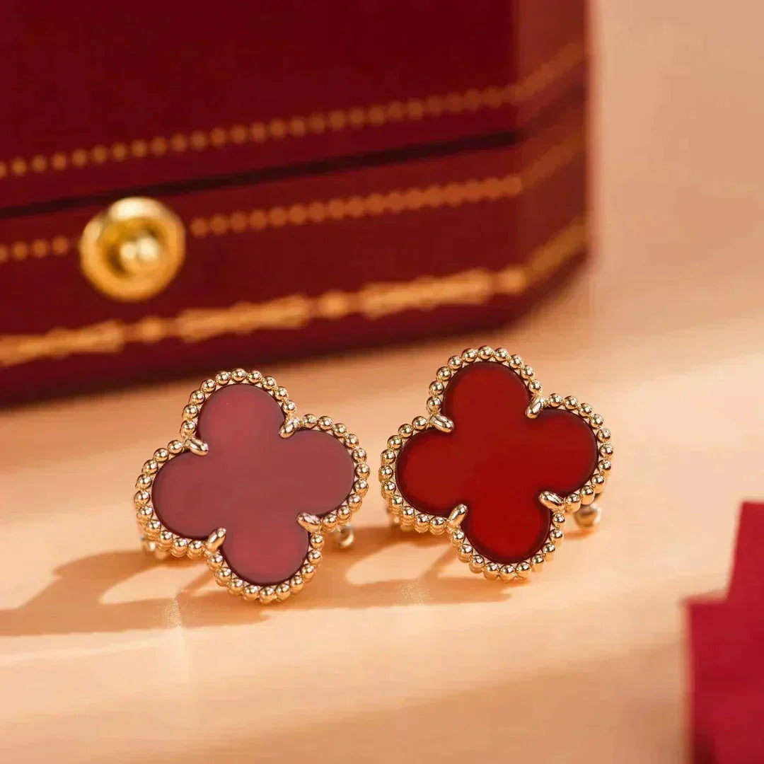 [Avelora Jewelry ]CLOVER MEDIUM 1 MOTIFS CARNELIAN  EARRINGS