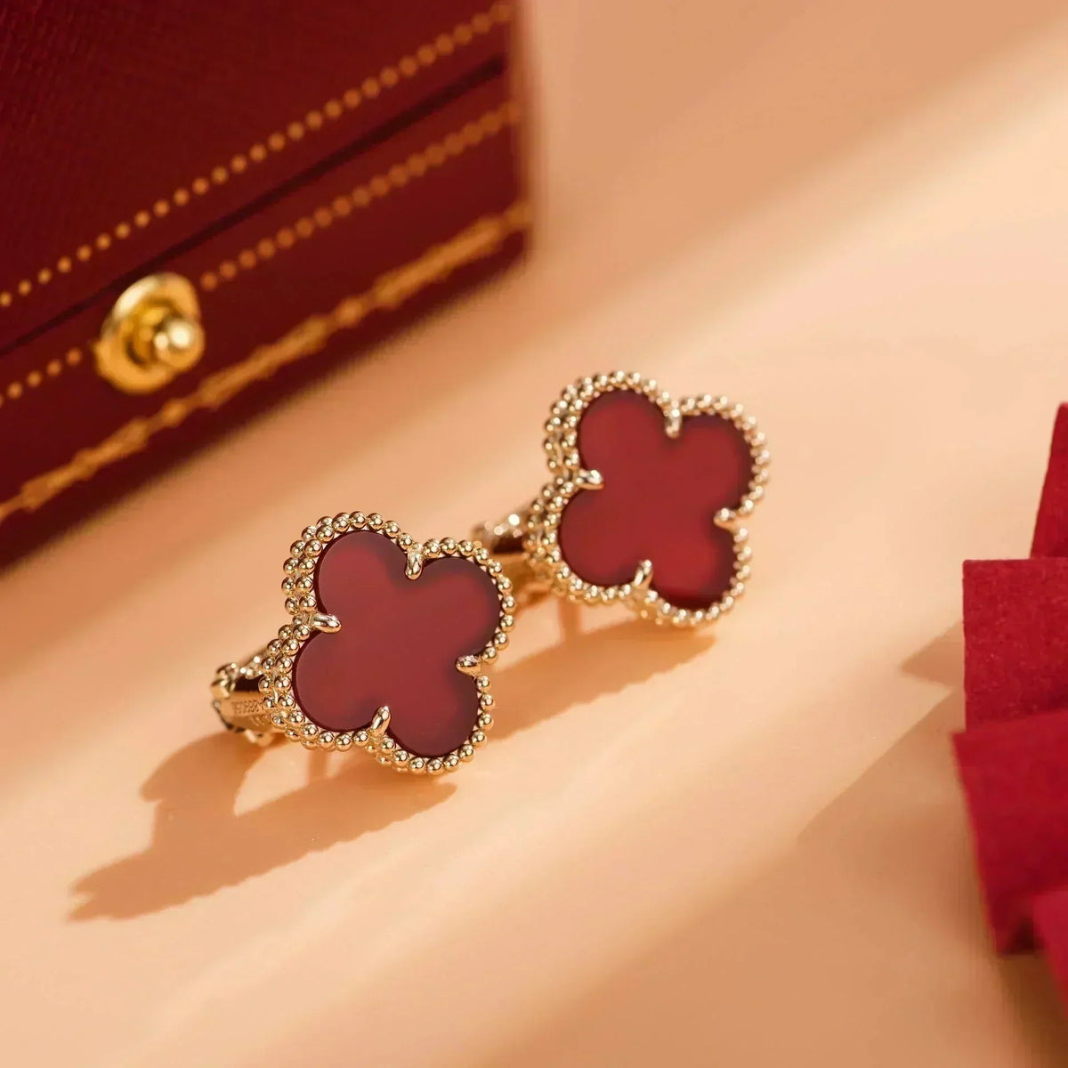 [Avelora Jewelry ]CLOVER MEDIUM 1 MOTIFS CARNELIAN  EARRINGS
