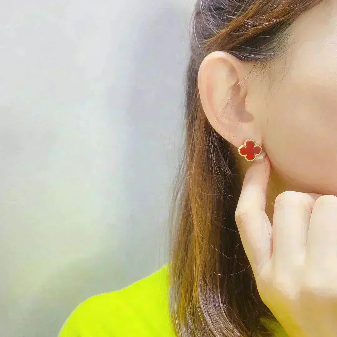 [Avelora Jewelry ]CLOVER MEDIUM 1 MOTIFS CARNELIAN  EARRINGS