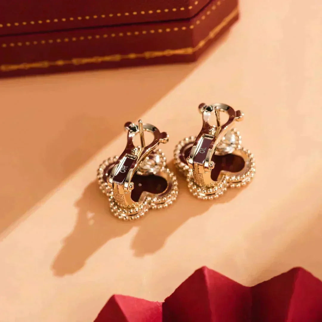 [Avelora Jewelry ]CLOVER MEDIUM 1 MOTIFS CARNELIAN  EARRINGS